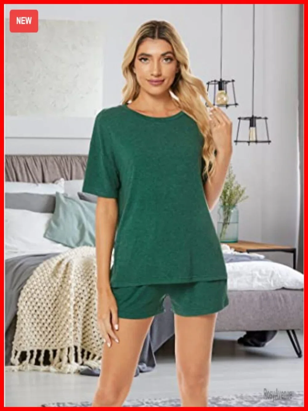 Women's Pajama Set - Soft Cotton Blend 2-Piece Lounge Sleepwear with Pockets